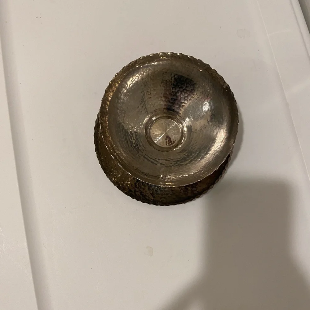 Crate&Barrel Silver Textured Bowl